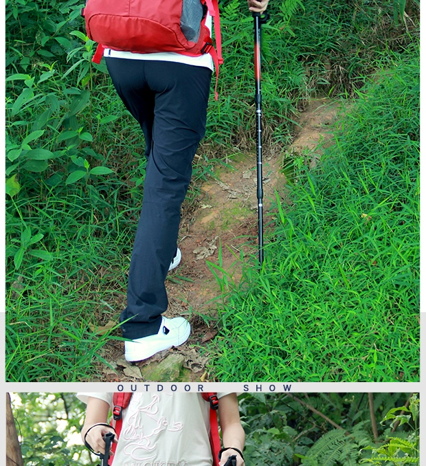 Carbon hợp kim trekking ngoài trời cực hình chữ T chống trượt cho người cao tuổi - Gậy / gậy