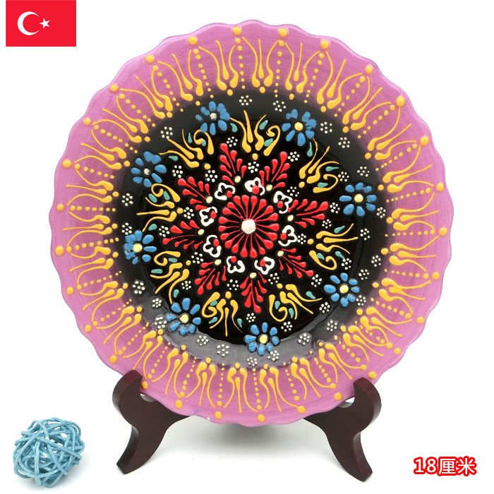 Turkey made imported decorations Hand painted ceramic plate hanging plate pendulum plate 18cm Ottoman European style handmade plate
