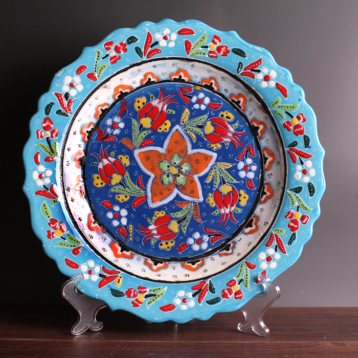 Turkey Native imported hand painted Decorative Ceramic Plate Porcelain Pendulum Disc Hanging Disc Handmade Micro Blemish Special Price Blue