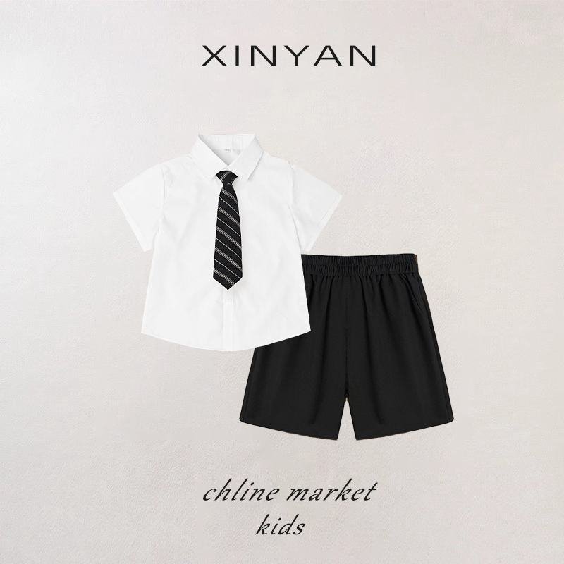 Boy's Little Host Dress Summer Preppy Style Kidsren's Suit Performance Clothing Handsome Birthday Flower Girl Suit Boy's Little Host Dress Summer Preppy Style Kidsren's Suit Performance Clothing Handsome Birthday Flower Girl Suit