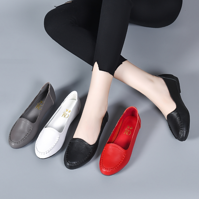 Chimei 1726 Full Size 31-43 Cow Leather Pure Color Flats Bottom Daily Work Clothing Comfortable Women's Shoes