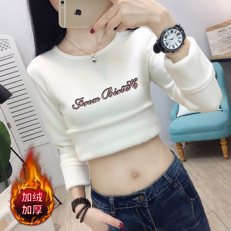 Autumn and Winter Fleece-Lined Thickened Long-Sleeve T-Shirt for Women, Base Layer Shirt, 2026 New Women's Autumn Clothing, Outerwear, Warm Top