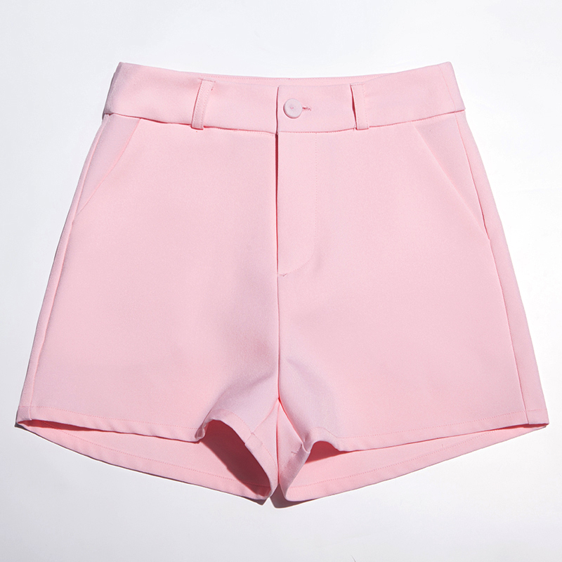 Women's Suit Shorts 2025 New Pink Summer Thin High-Waisted A-Line Slimming Casual Wide-Leg Shorts for Women