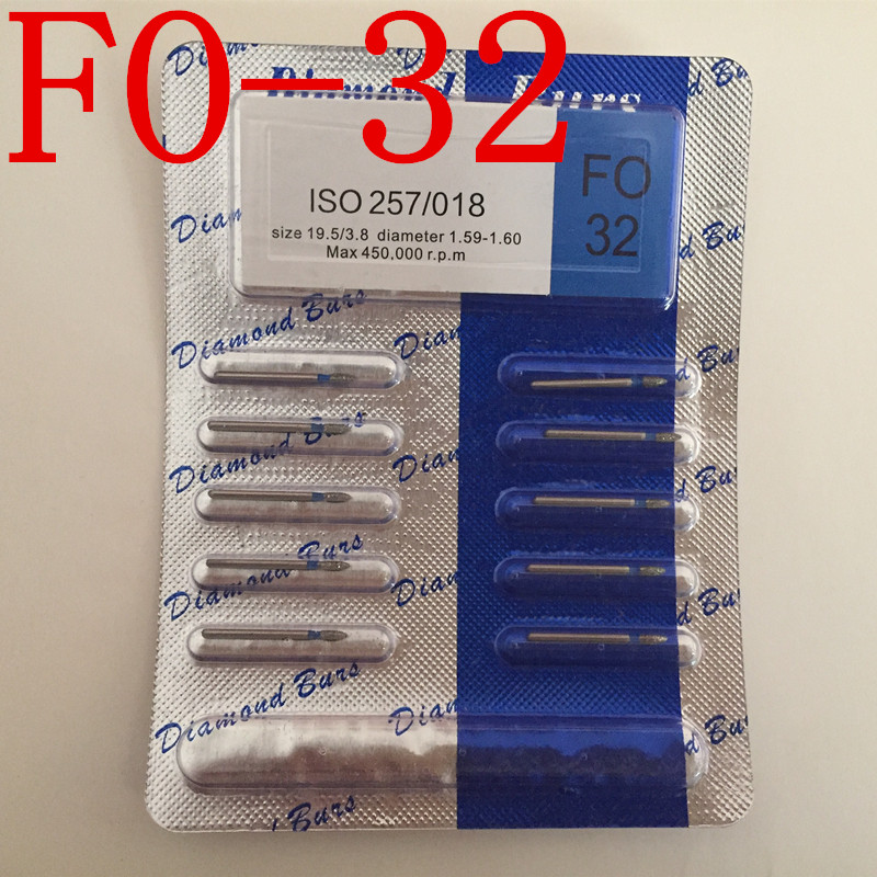 King Diamond Sand-pin Dental phone High Speed Needle Dental Material Dental Consumables FO-32 Pointed Flame shape