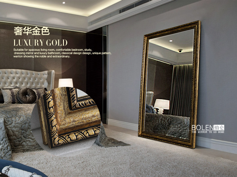 Gương trang điểm BOLEN Gương gương dài toàn sàn Gương Mỹ Âu lắp gương stereo cửa hàng quần áo cổ điển gương lớn - Gương gương treo tường phòng ngủ
