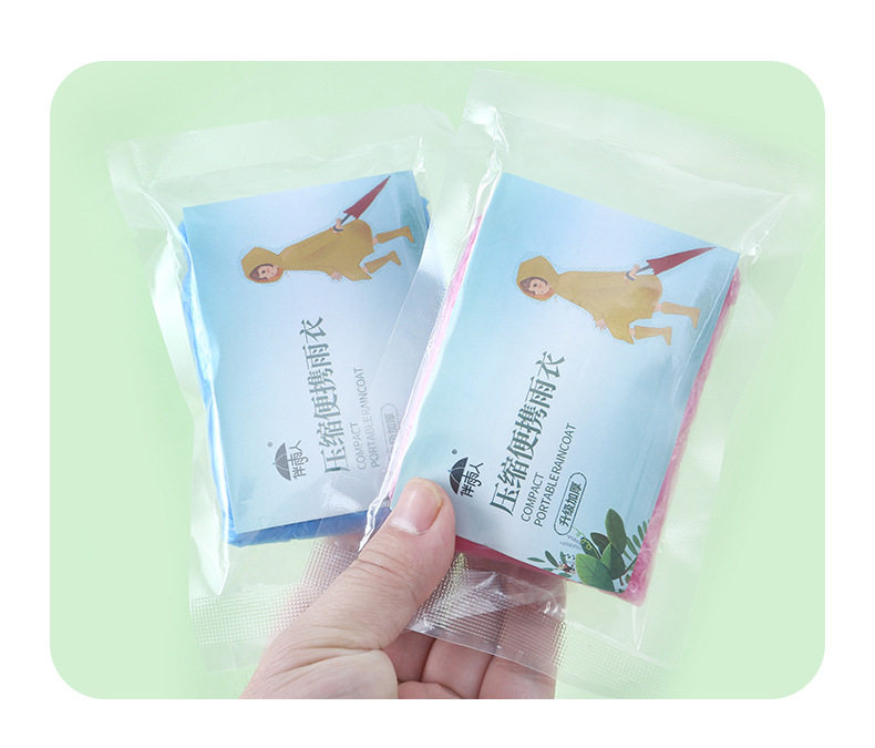 成都卡片雨衣真空压缩加厚20g成人户外旅游景区便携式一次性雨衣详情16