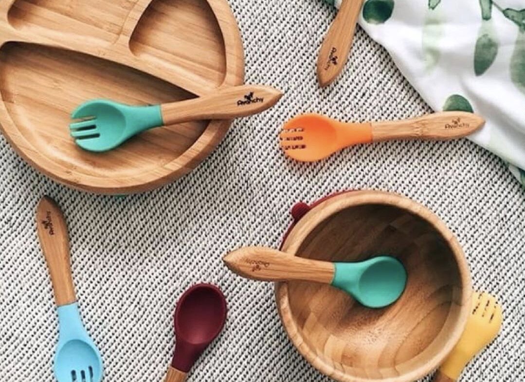 *Little Forest* Spot American Avanchy Infant Plate Spoon Set Non-staple Food Bowl Sucker Bowl Silicone