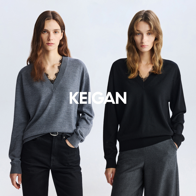 Handmade French Lace from Biella, Germany, Washable 100% Wool, Deep V-Neck Knit Pullover Handmade French Lace from Biella, Germany, Washable 100% Wool, Deep V-Neck Knit Pullover