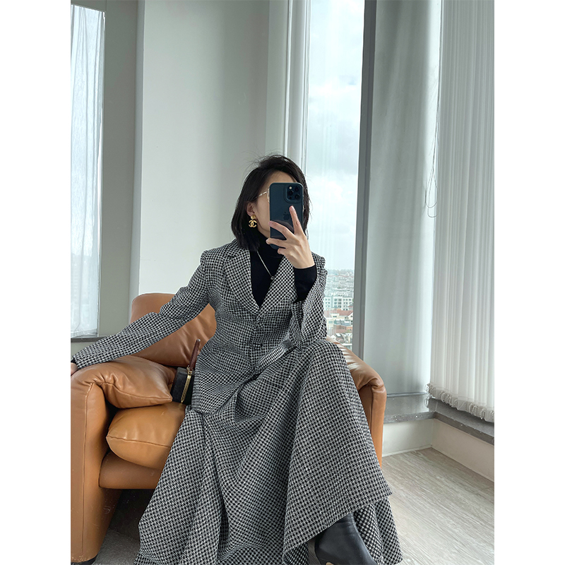 Open to pay tribute to D1OR Italy imported three-dimensional rattan lattice wool elegant Lady waist suit umbrella skirt suit