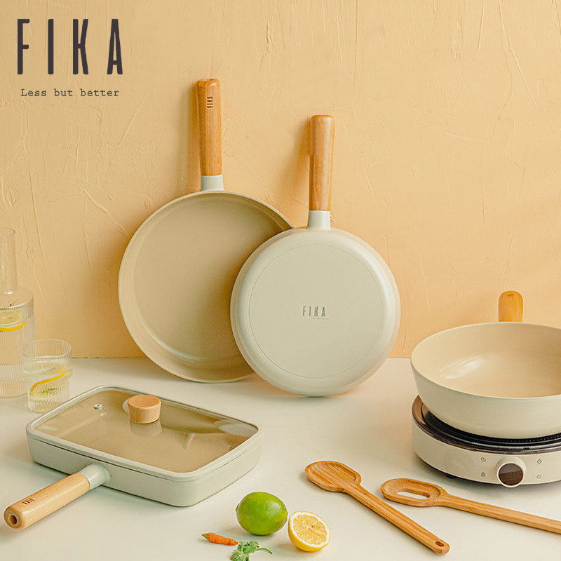 South Korea FIKA No-Stick Ceramic Frying Pan Flat Bottom Frying Pan Jade Burning Baby Coveted Pan Gas Induction Cookers Universal