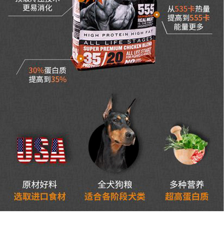 Chó Mỹ bắt nạt đấu bò Casrodu cơ bắp cao tăng trưởng thức ăn cho chó đầu bò BULLY MAX nhập khẩu 13,6 kg - Chó Staples đồ ăn chó