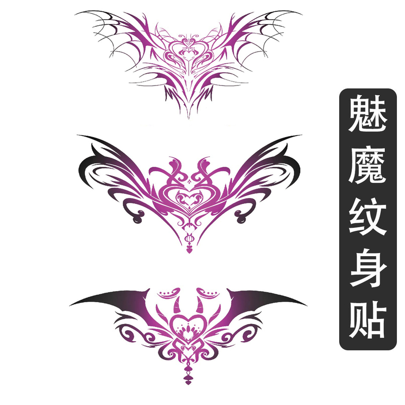 Succubus Tattoo Stickers for Adults, Succubus Tattoos with Fun Text, Cartoon Anime Images, Couple's Private Tattoo Stickers