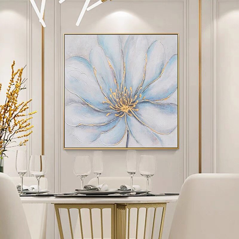 Original flower oil painting hand painted living room decoration painting minimal modern gold foil light luxury painting bedroom porch hanging painting