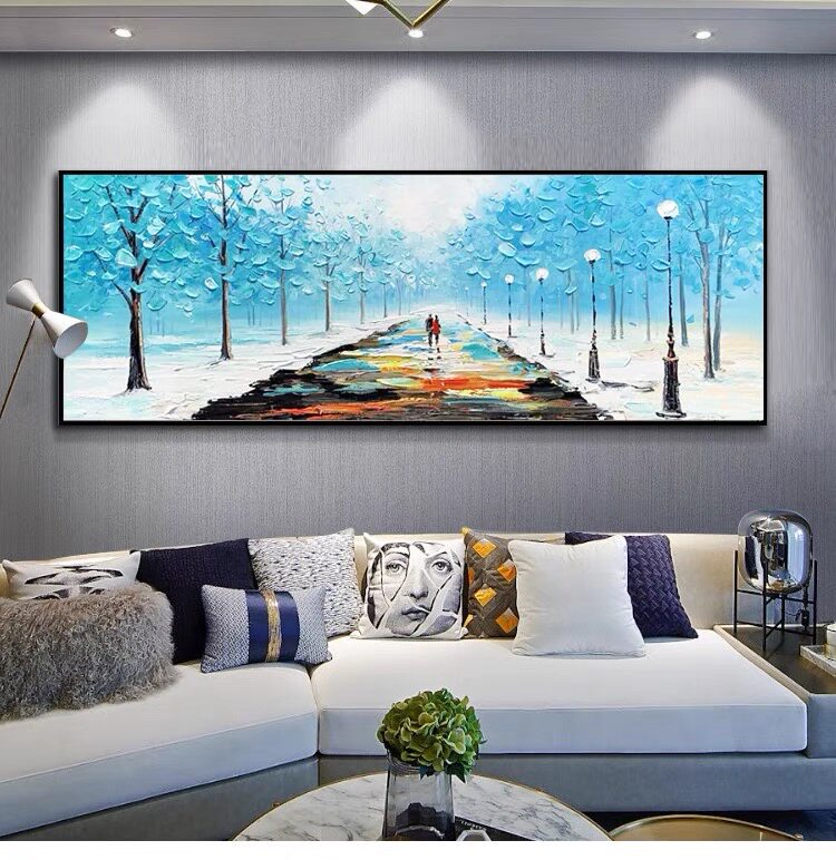 Modern hand-painted landscape oil painting living room sofa background wall decoration painting bedroom mural restaurant abstract three-dimensional hanging painting
