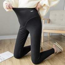 Autumn and winter 2021 thick pregnant women leggings Cotton Fashion outside wear comfortable plus velvet slim pregnancy belly pants