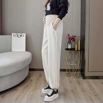 Autumn and winter thickened warm pregnant women Haren pants bundle feet slim thin outside wear leggings fashion tide mother ankle-length pants belly pants