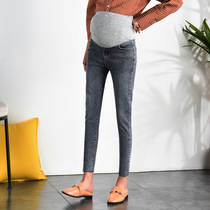 Pregnant women jeans autumn and winter bottom belly pants Spring and Autumn wear thin nine foot pants winter maternity wear