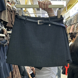 Korean Style Fashionable Gray Suit Skirt 2025 Spring and Autumn New Niche Design Side Slit Skirt for Women 268C