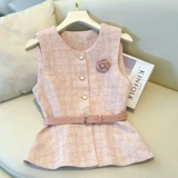 Розовый жилет, летнее платье, юбка, комплект, в стиле Шанель, премиум класс