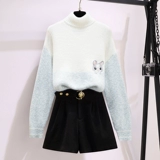 Модный комплект, зимний свитер, мини-юбка, в западном стиле, 2021 года, подходит для подростков