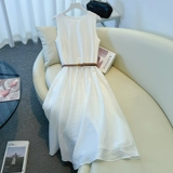 Белое летнее платье-комбинация без рукавов, длинная юбка, подходит для подростков, французский стиль
