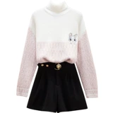 Модный комплект, зимний свитер, мини-юбка, в западном стиле, 2021 года, подходит для подростков