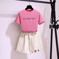 Розовый топ + абрикосовые шорты