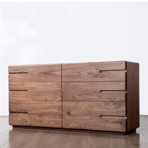 Nordic solid wood six-drawer cabinet black walnut bedroom living room large side cabinet locker porch cabinet