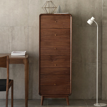Solid wood chest of drawers Nordic modern minimalist furniture black walnut drawer type storage cabinet
