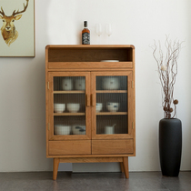 Nordic minimalist cherry wood dining cabinet black walnut sideboard solid wood living room display cabinet locker tea cabinet