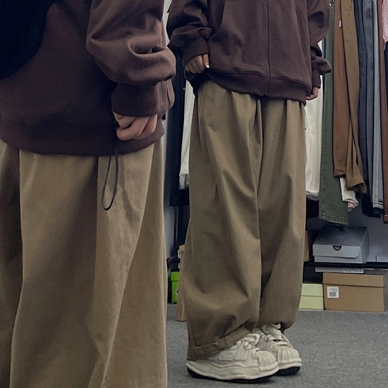 Japanese-Style Pure Cotton Wide-Leg Pants for Men and Women, New Spring/Summer Loose Cargo Pants, High-Waisted Slimming Casual Straight-Leg Sweatpants Japanese-Style Pure Cotton Wide-Leg Pants for Men and Women, New Spring/Summer Loose Cargo Pants, High-Waisted Slimming Casual Straight-Leg Sweatpants