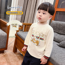 2022 spring autumn new fashion printed tiger cover head jacket children clothes small and medium boy pure cotton long sleeve t-shirt