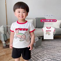 2022 Summer Cartoon Round Collar Short Sleeves Suck Sweat Small And Medium Children T-shirt Casual Printed Foreign Air Baby Clothes Trend