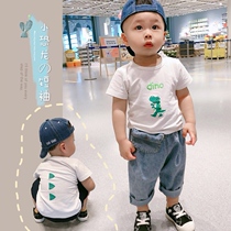 2021 summer children cotton cartoon dinosaur T-shirt Men and women baby casual wild clothes Childrens summer clothes