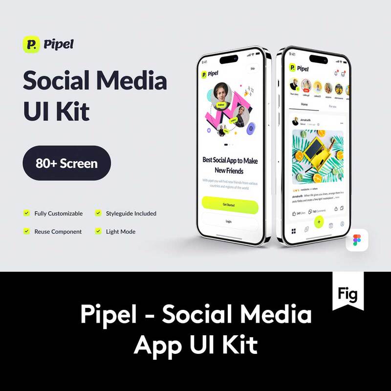 80+ Screen Minimalist Streaming Media Dating and Chatting Social Application App Interface Design Figma Template Kit