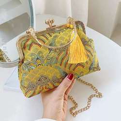 Cheongsam portable ໃຫມ່ clutch ຖົງອຸປະກອນເສີມພິເສດທີ່ເຫມາະສົມກັບຈີນ elegant ຖົງແຫ່ງຊາດແມ່ຍິງ retro ຄໍາ