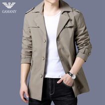 Chiamania trench coat men long spring and autumn new jacket men Korean version jacket short mens coat