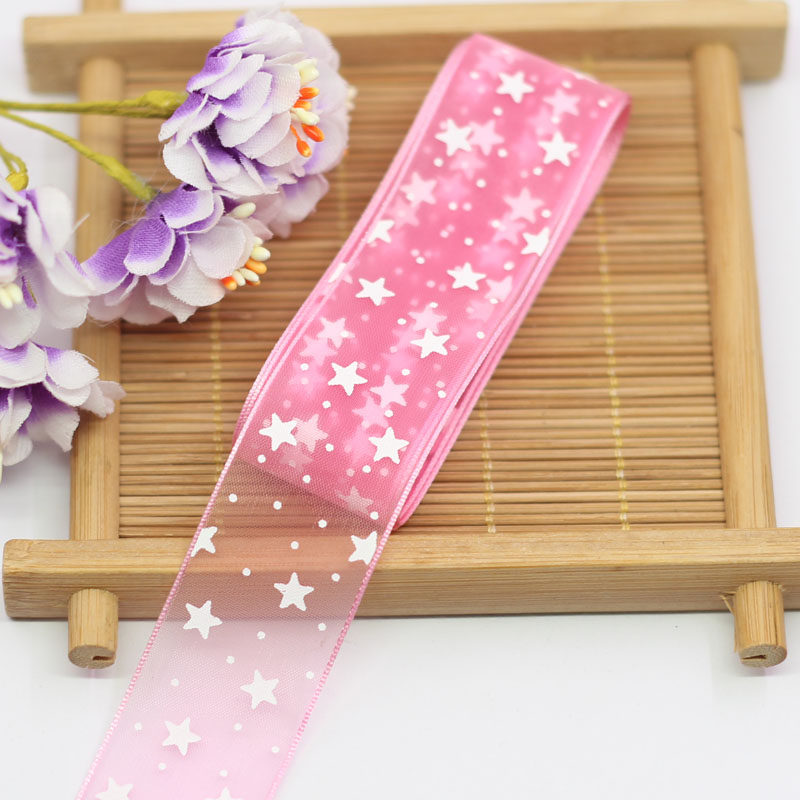 25mm五角星韩纱透明雪纺小星星丝带diy发饰手工制作材料饰品配件详情28