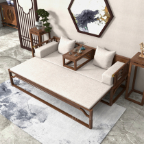 Bed of white wax wood new Chinese luhan bed modern solid wood sofa black walnut living room bed push and laid all-room custom