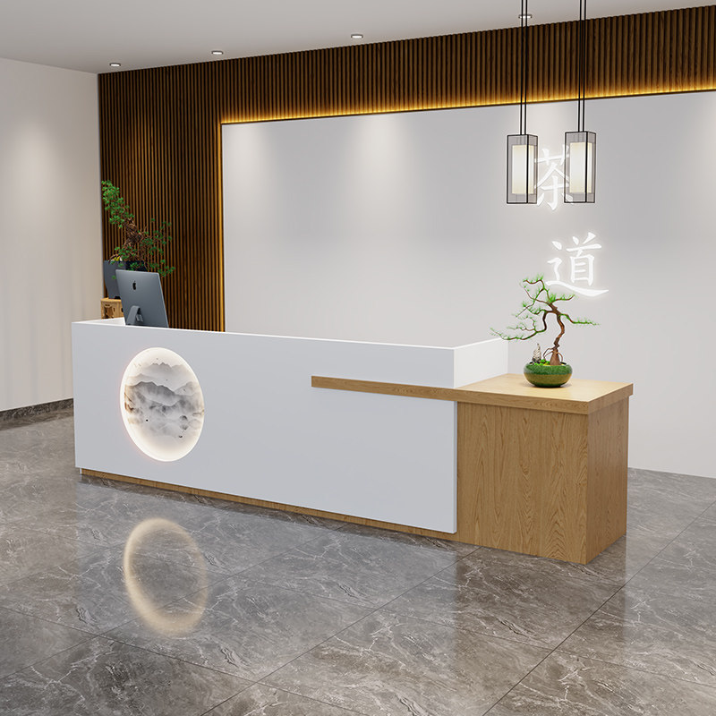 New Chinese style Company reception desk Solid wood beauty club Health hall Foot bath bar Hotel cashier Tea bar