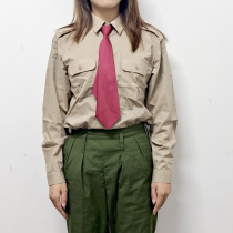 Old stock new womens beige shirt pure cotton old-fashioned solid color shirt security supplies formal long-sleeved single top