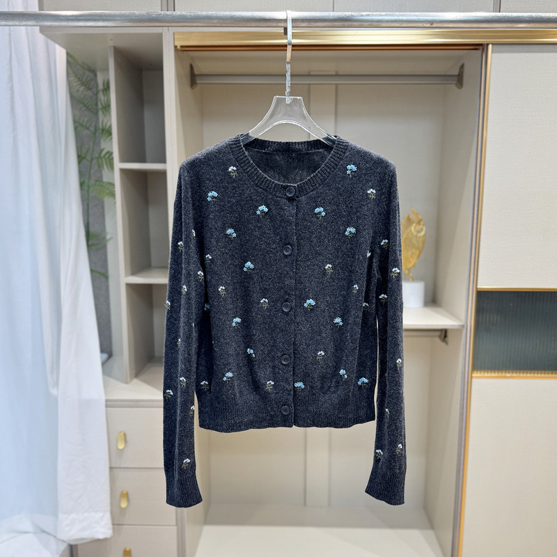 Shenzhen Nanyou Light Luxury Beaded Embroidery Knit Sweater Top for Women 2026 New Autumn Versatile Slim Cardigan