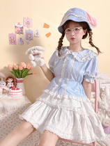 *Milk*Original cotton lining with ancient doll collar all-match cute lotus leaf edge waist Lolita