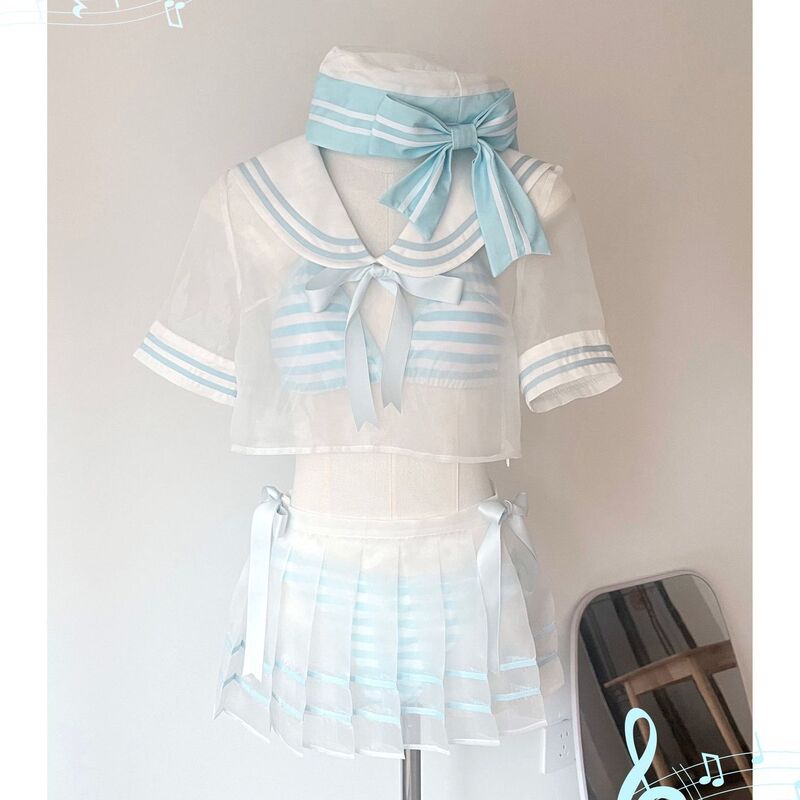 Original [Navy Sailor Swimsuit] Chai Huhu Summer Navy Style Halter Neck Two-Piece Swimsuit Set 26135
