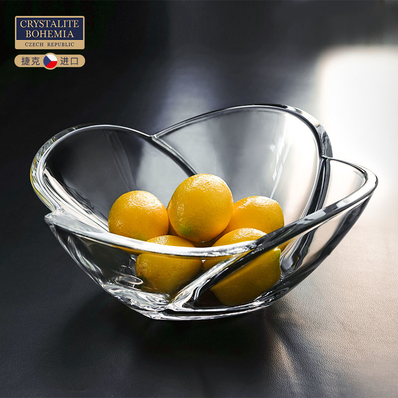 Czech imported BOHEMIA crystal glass fruit bowl living room household light luxury net celebrity fruit bucket fruit basket fruit plate