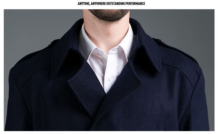 Waliicorners Casual woolen coat men short trench coats long sleeves overcoat mens cashmere coat casaco masculino england 21