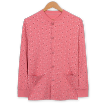 Middle-aged and elderly pure cotton cardigan underwear set mothers thin cardigan autumn clothes and autumn trousers loose large size cotton sweater winter