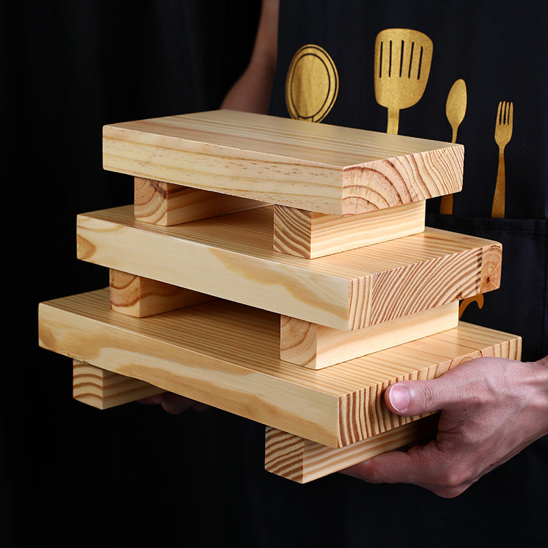 Japan-style Solid Wood Flat Dinner Plate Sushi Plate Sashimi Pan Cake Cutlery Rectangular Woody Beef Roast Dinner Plate