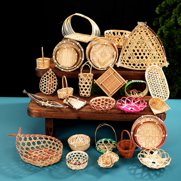 Handmade Bamboo Basket, Household Tea Tray, Fruit Basket, Pastry Tray, Creative Small Bamboo Basket, Wedding Bamboo Basket
