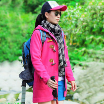 womens mid-length hooded windproof warm reversible fleece cardigan trendy outdoor sports thickened grain fleece jacket